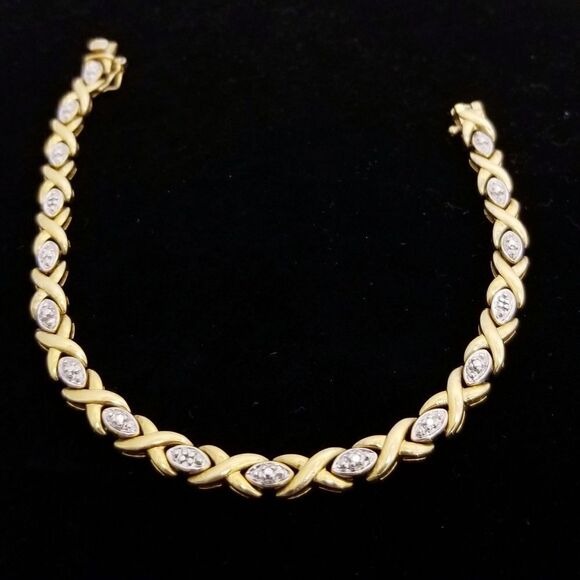 Xo gold/silver CZ tennis bracelet - Picture 1 of 5